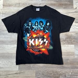 KISS 2010 Tour Band Tee Black Hanes Heavyweight Graphic Rock Shirt XL